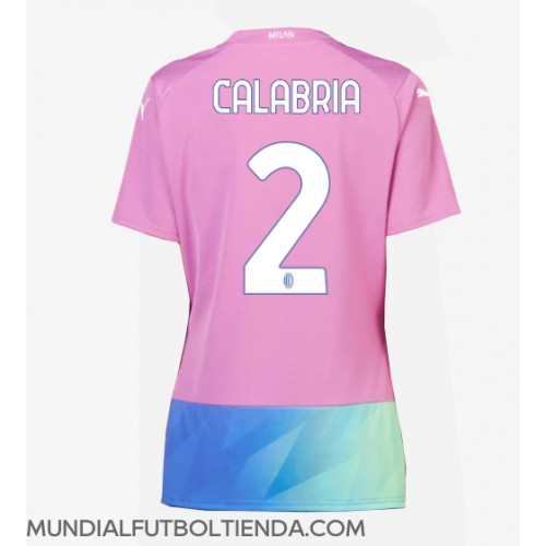 Camiseta AC Milan Davide Calabria #2 Tercera Equipación Replica 2023-24 para mujer mangas cortas
